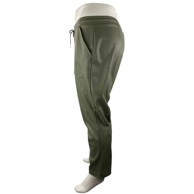 ASOS Design Green Faux Vegan Leather High Waist Straight Trousers Pants Size 14