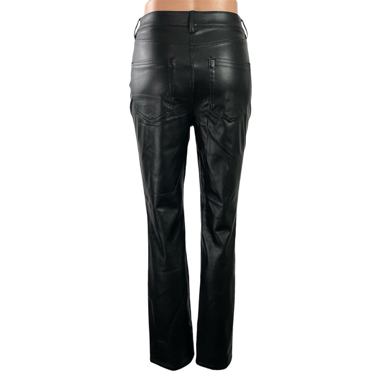 AFRM Heston Women's Black Faux Leather Vegan Straight Trousers Pants Size S