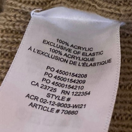 Aritzia Sunday Best Womens Brown Rib Knit Cuffed Fold Up Beanie Cap Hat One Size