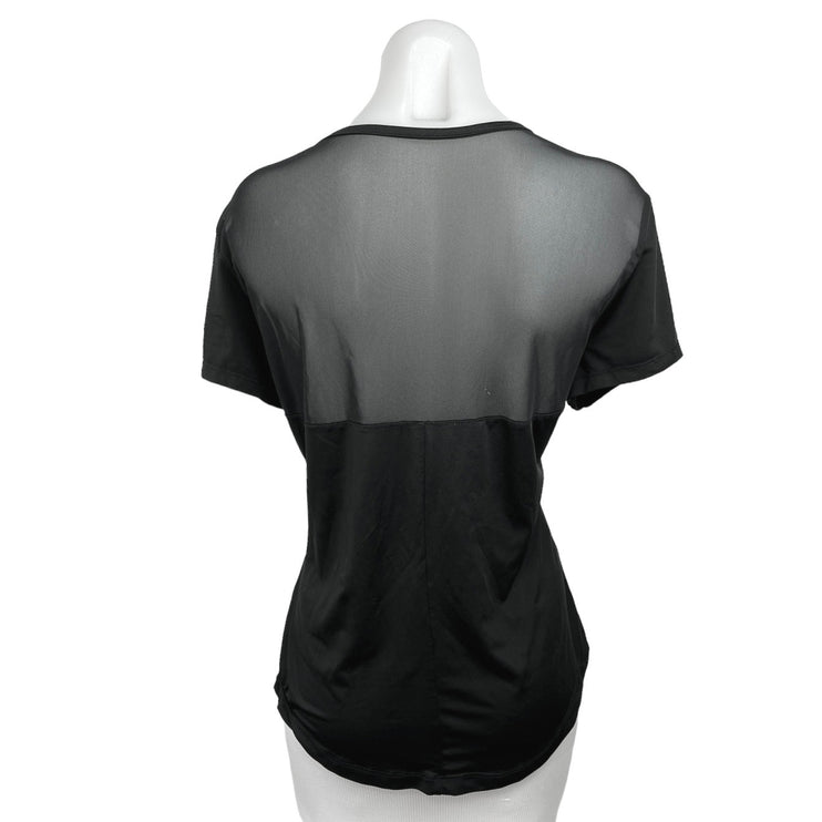 Danskin Black Mesh Trim Crew Neck Short Sleeve Activewear Fitness T-Shirt Top XL