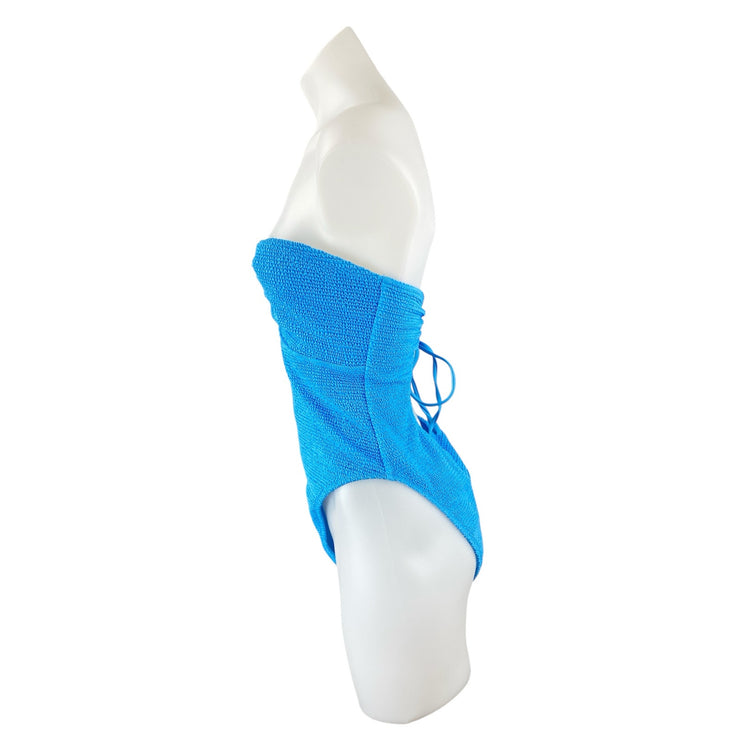Pacsun Elsa Blue Scrunch Cutout Tie High Cut One Piece Swimsuit Swimwear Size L