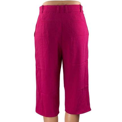 Aritzia Babaton Pink High Rise Raw Hem Straight Leg Capri Culottes Pants Size 2