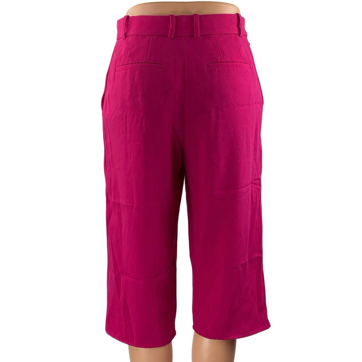 Aritzia Babaton Pink High Rise Raw Hem Straight Leg Capri Culottes Pants Size 2