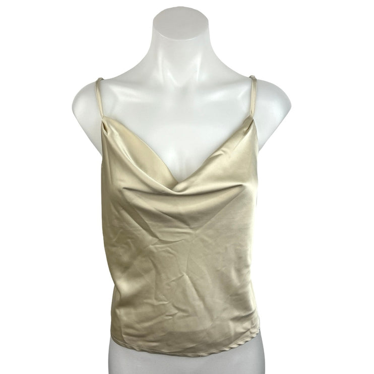 The Impeccable Pig Cream Satin Spaghetti Strap Soft Cami Tank Top Size M