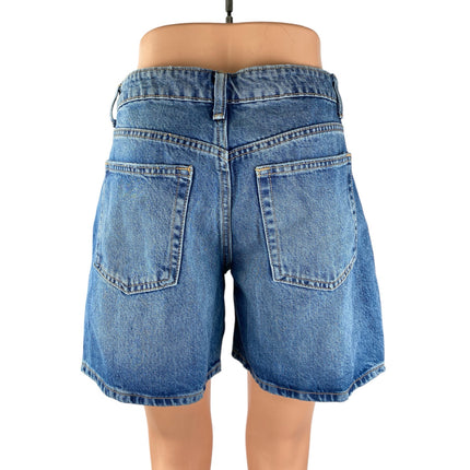 Zara Women's Blue High Rise Wide Leg Boyfriend Bermuda Mom Denim Shorts Size 4