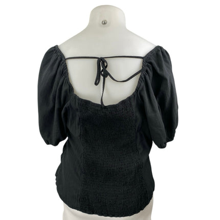 Ava & Viv Women's Black Ruched Short Puff Sleeve Smnocked Blouse Top Size 2X