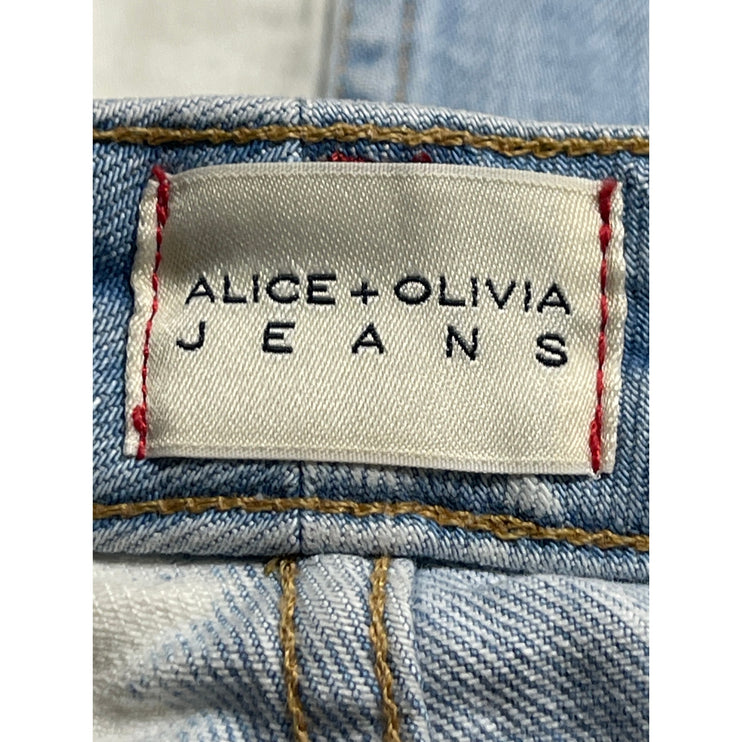 Alice + Olivia White Blue Colorblock Two-tone Asymmetrical Denim Jeans Skirt 26