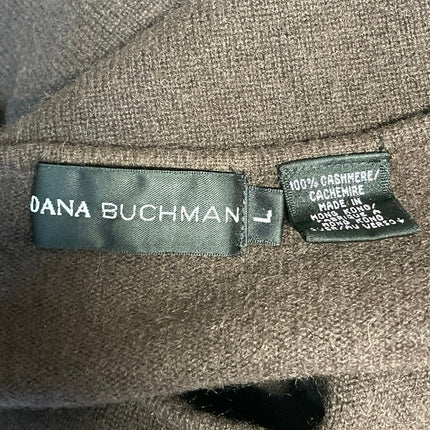 Dana Buchman Brown 100% Cashmere Short Sleeve Boat Neck Tee Knit Top Size L