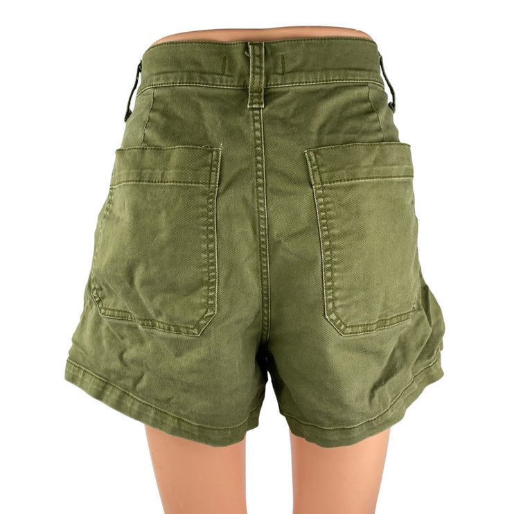 Madewell Women's Green High Waisted Wide Leg A Line Denim Jean Shorts Size 29