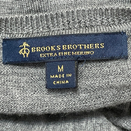 Brooks Brothers Gray Merino Wool Crew Long Sleeve Button Up Cardigan Sweater M