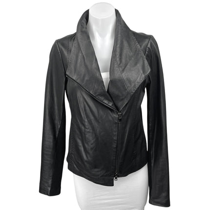 Vince Women's Black 100% Leather Long Sleeve Zip Up Motorcycle Jacket Size M