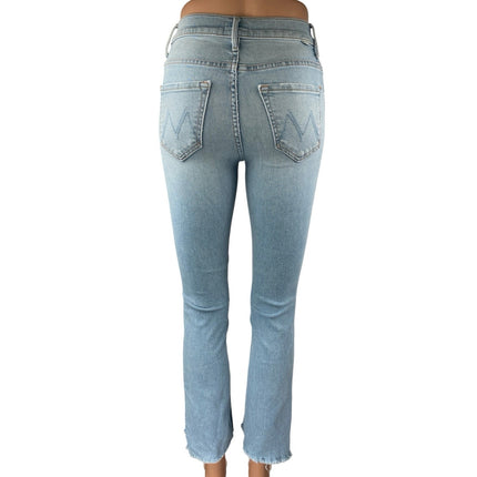 Mother Women's Blue Mid Rise Frayed Raw Hem Straight Leg Denim Jeans Pants Sz 24
