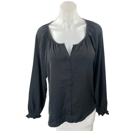 NEW Abercrombie & Fitch Womens Black Button Front Long Sleeve Shirt Blouse Top M