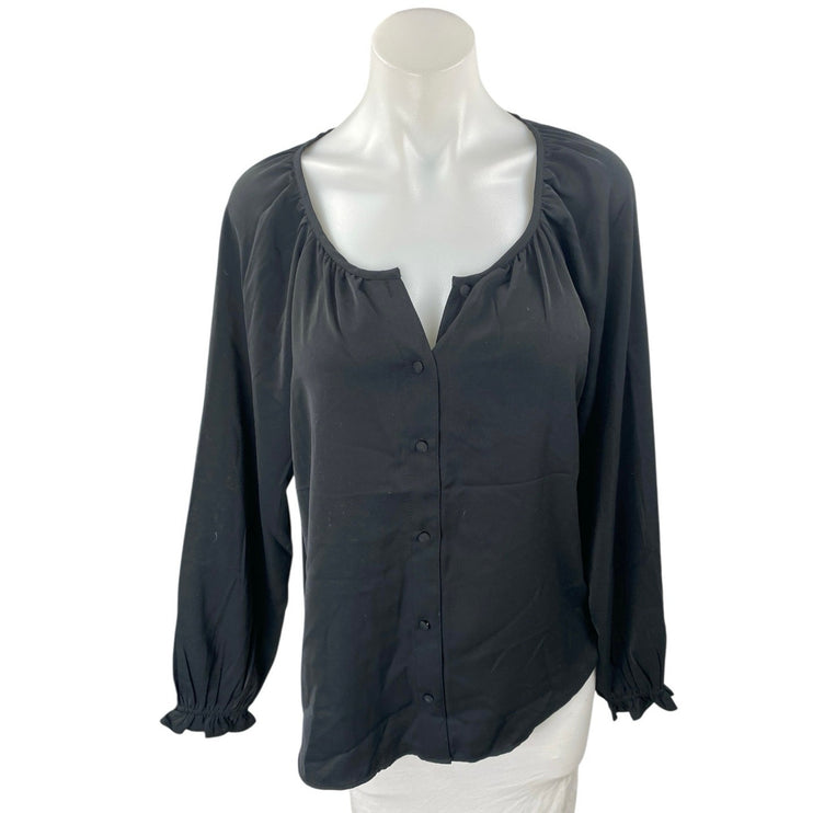 NEW Abercrombie & Fitch Womens Black Button Front Long Sleeve Shirt Blouse Top M