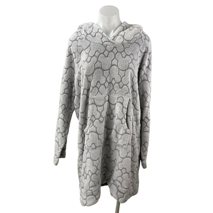 Disney Gray Soft Faux Fur Fleece Hoodie Long Sleeve Mickey Sleepwear Pajamas OS