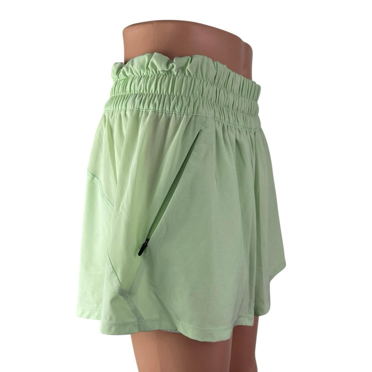 Lole Womens Light Green High Rise Elastic Waist Activewear Paperbag Shorts Sz L
