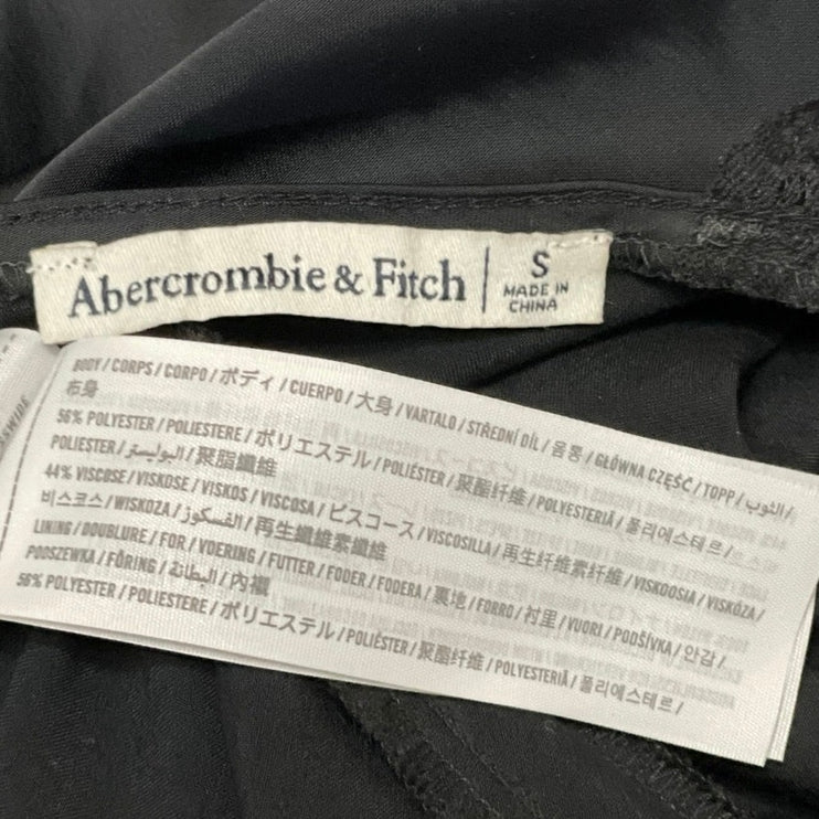 Abercrombie & Fitch Women's Black Sleeveless Lace Cami V-neck Maxi Slip Dress S