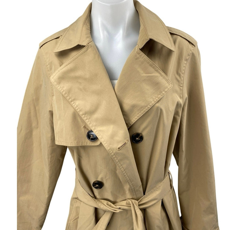 New Look Women's Tan Long Sleeve Double Breasted Belted Trench Coat Jacket 10