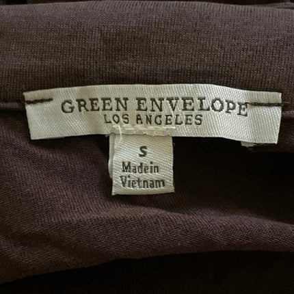 Green Envelope Women's Brown Soft Knit Long Sleeve Button Down Shirt Top Size S