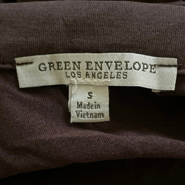 Green Envelope Women's Brown Soft Knit Long Sleeve Button Down Shirt Top Size S