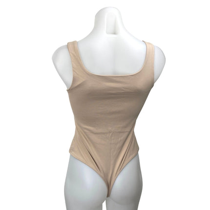Banana Republic Nude Beige Tan Sleeveless Square Neck Tank Bodysuit Top Size XS