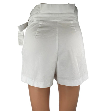 Zara Women's White High Waisted Tie Waist Paperbag Casual Mini Shorts Size XS
