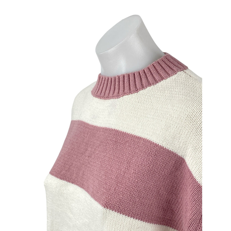 Jessica Simpson Women's Pink White Stripe Long Sleeve Sweatshirt Sweater Top M
