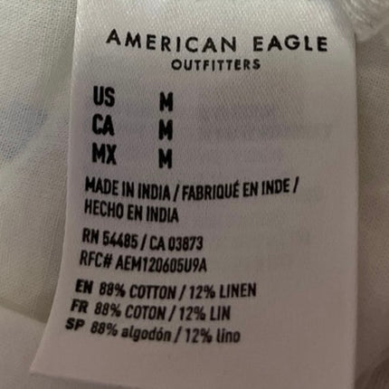 American Eagle White Linen Floral Sleeveless Cami Camisole Mini Tank Dress Sz M