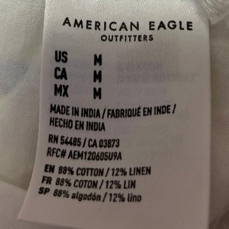 American Eagle White Linen Floral Sleeveless Cami Camisole Mini Tank Dress Sz M
