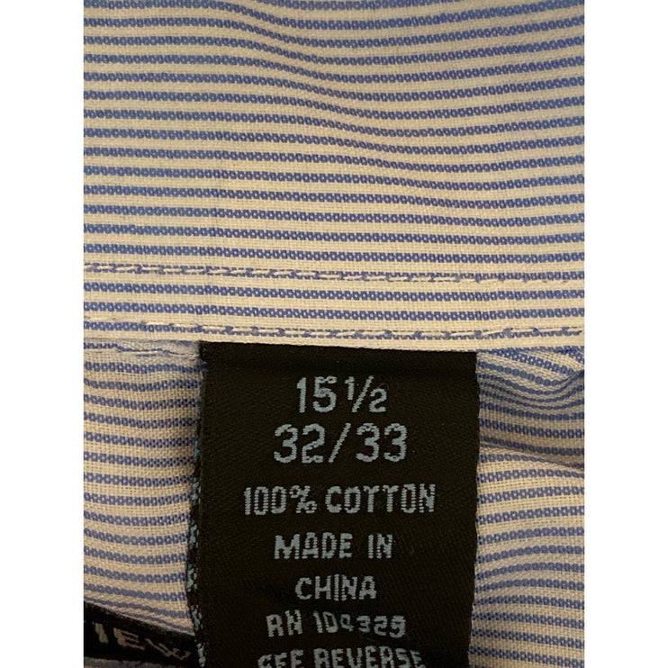 Metropolitan View Men's Blue Stripe Long Sleeve Slim Button Down Shirt Top Sz 32