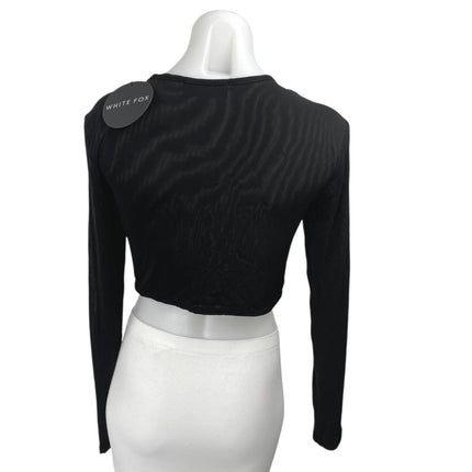 NEW White Fox Black Long Sleeve Cutouts Cold Shoulder Blouse Crop Top Size M