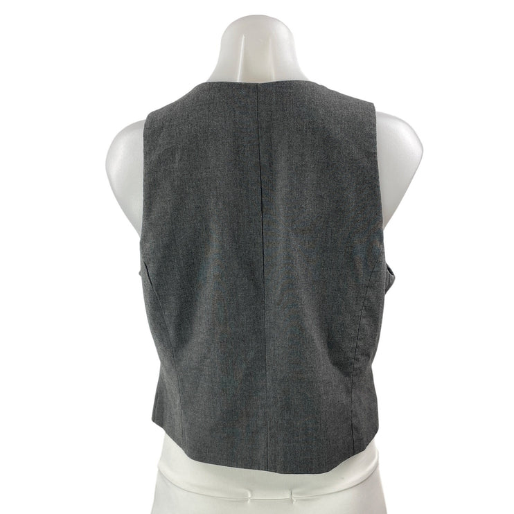 Zara Women's Gray Sleeveless V Neck Button Down Pocket Vest Crop Top Size M