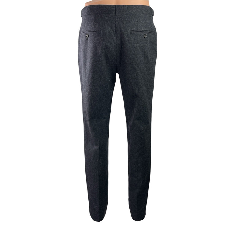 Reiss Men's Black Wool Mid Rise Straight Leg Chino Trousers Dress Pants Size 32