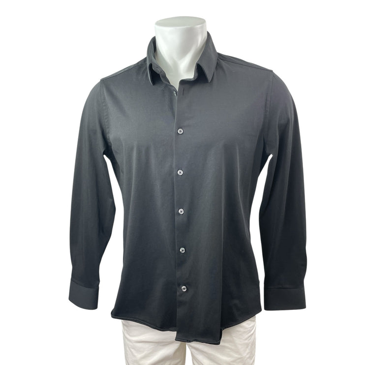 7 Diamonds Girona Men's Black Long Sleeve Textured Button Down Shirt Top Size M