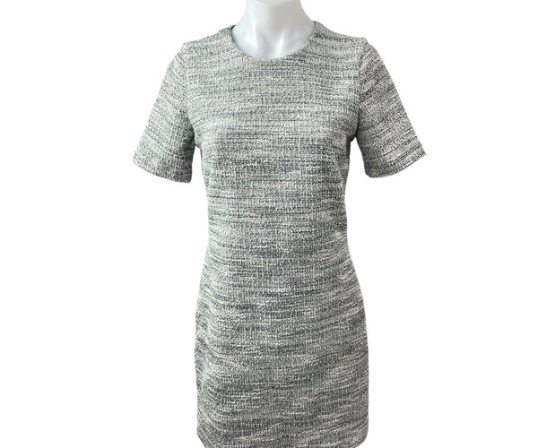 Club Monaco Women's Gray Heather Tweed Short Sleeve Mini Sheath Dress – Brie