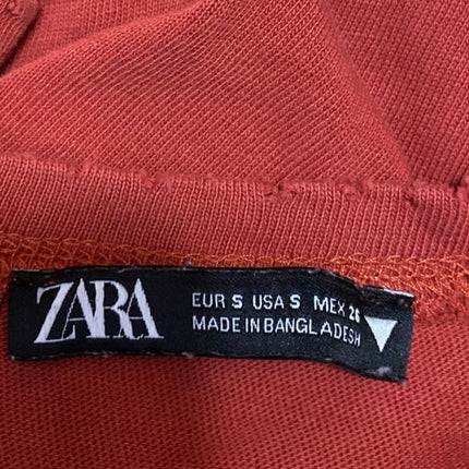 Zara Women's Orange Short Sleeve Crew Neck Cotton Basic T Shirt Tee Top Size S