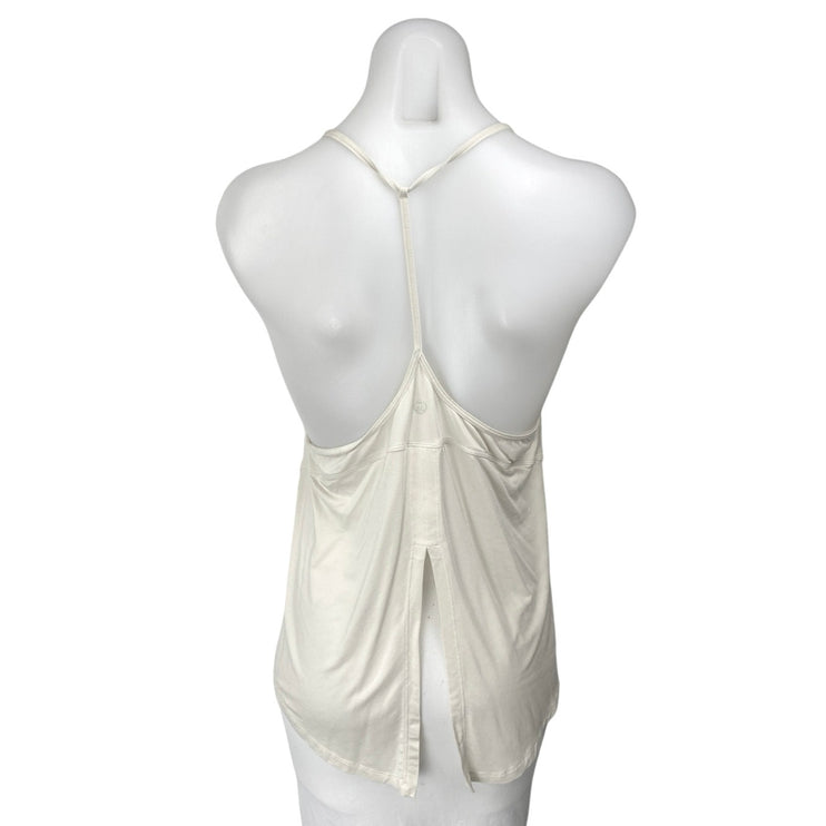 Lululemon Women's White Sleeveless Split Back Workout Athletic Tank Top Size 8