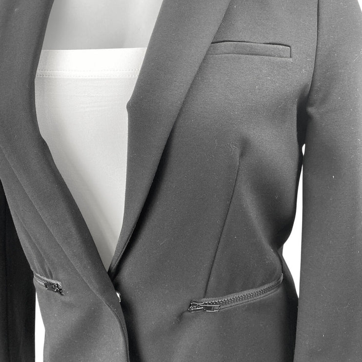 Women's Black Long Sleeve Single Breasted Notch Collar Blazer Coat Jacket Size M