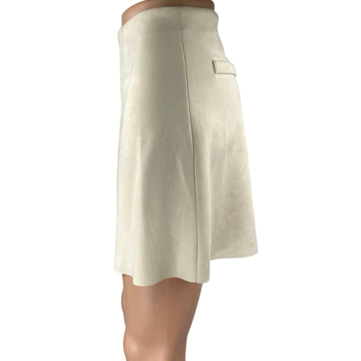 Zara Women's Cream Beige High Waisted Pocket Casual A Line Mini Skirt Size M