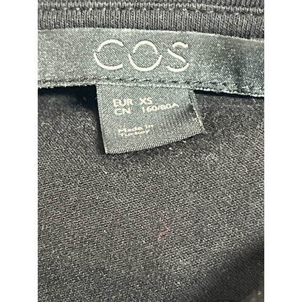 COS Women's Black Long Sleeve Round Neck Mesh Shift Blouse Tunic Top Size XS