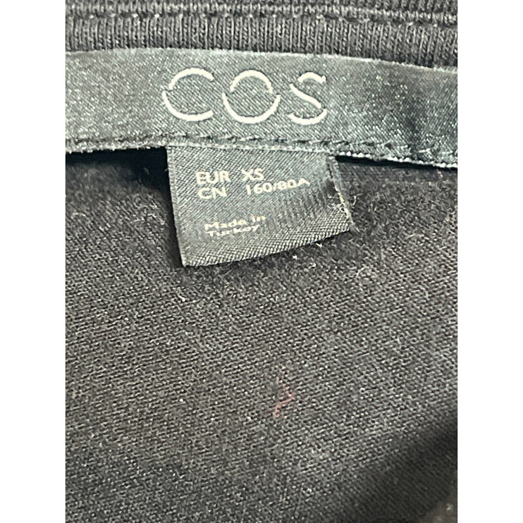COS Women's Black Long Sleeve Round Neck Mesh Shift Blouse Tunic Top Size XS