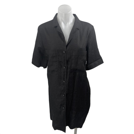 Everlane Women's Black Short Sleeve Pocket Button Down Mini Shirt Dress Size M