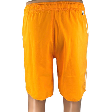 NEW Adidas Men's Orange White 3-Striped Drawstring Swim Trunk Board Shorts S