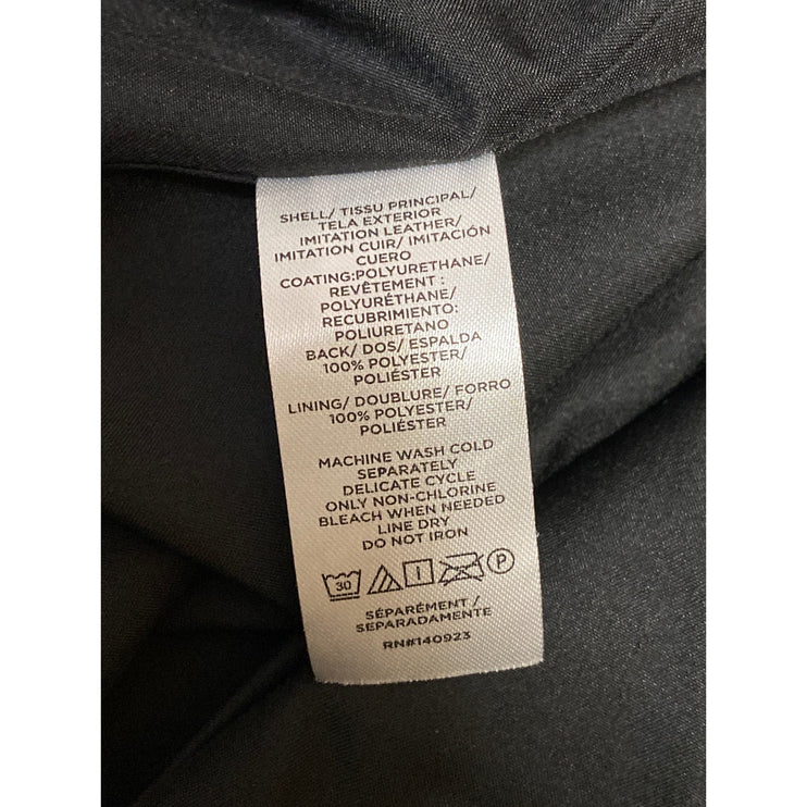 LOFT Women's Black Faux Vegan Leather One Button Long Sleev Coat jacket Size 6