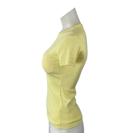 Calvin Klein Women's Yellow Crew Neck Short Sleeve Slim Baby Tee T-Shirt Top XS
