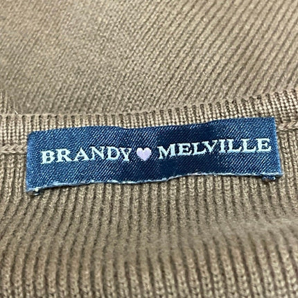 Brandy Melville Brown Sleeveless Ribbed Knit Button Down Vest Crop Top Size S