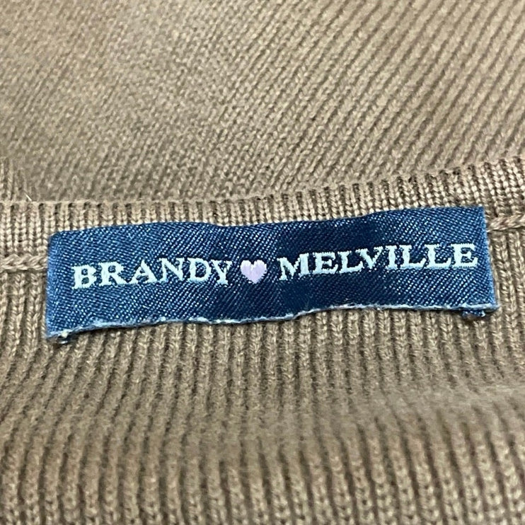 Brandy Melville Brown Sleeveless Ribbed Knit Button Down Vest Crop Top Size S