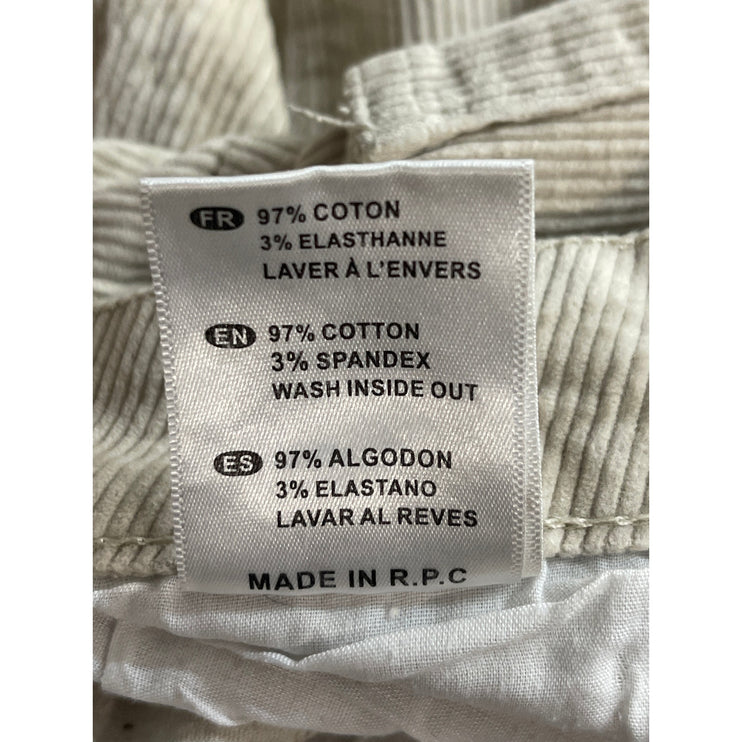 Outfitbook Women's Beige Corduroy High Waisted Straight Leg Trousers Pants M