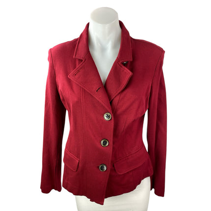 Cabi Women's Red Long Sleeve Button Down Collared Blazer Coat Suit Jacket Size 4