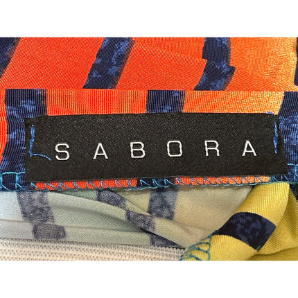 Sabora Womens Multicolor Rainbow Striped Stretch Midi Bodycon Pencil Skirt Sz S